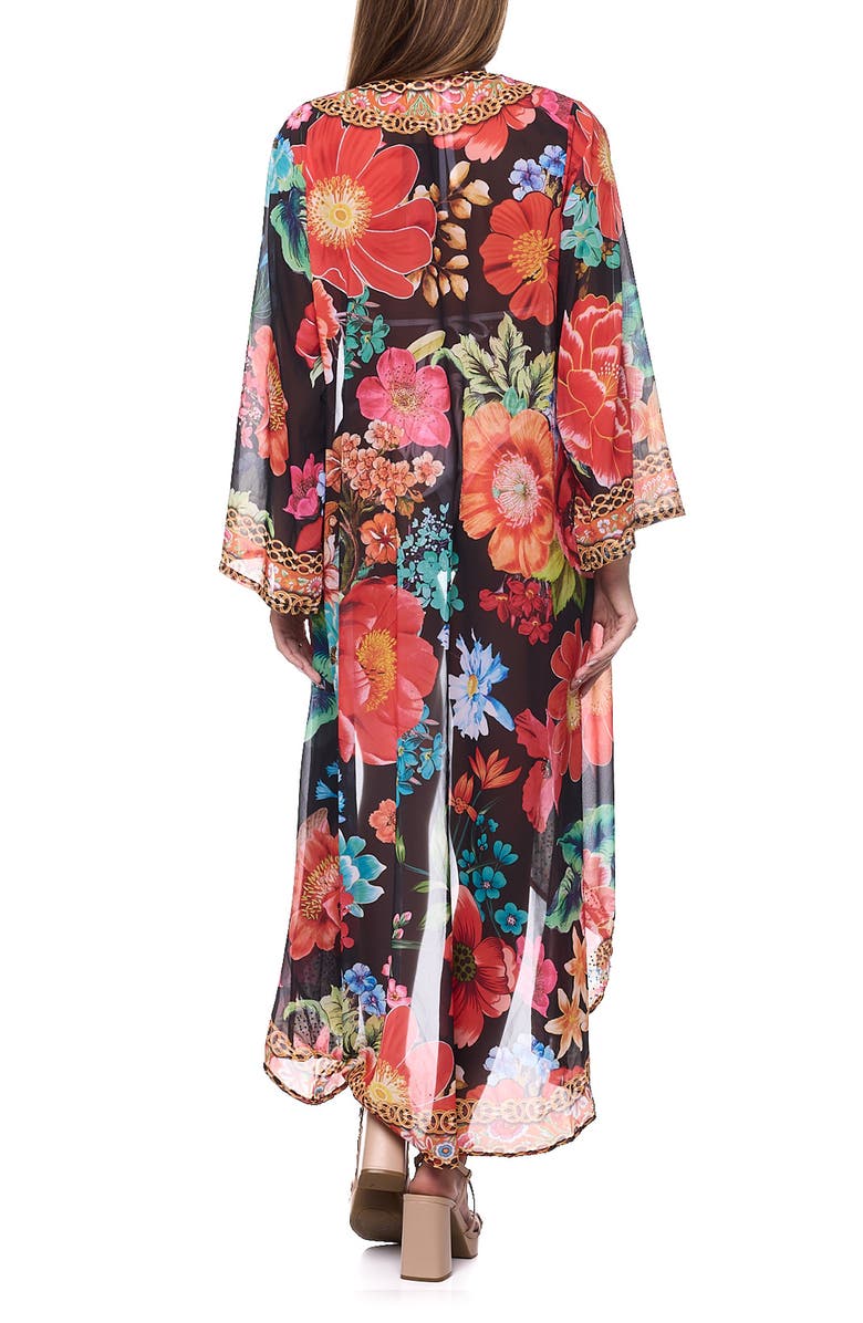 RANEES Floral Duster, Alternate, color, Black