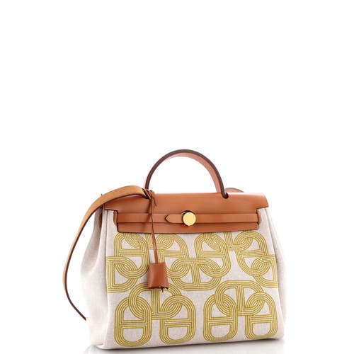 Pre-owned Hermes Hermes Herbag Zip Circuit 24 Vache Hunter And Leather 31 In White