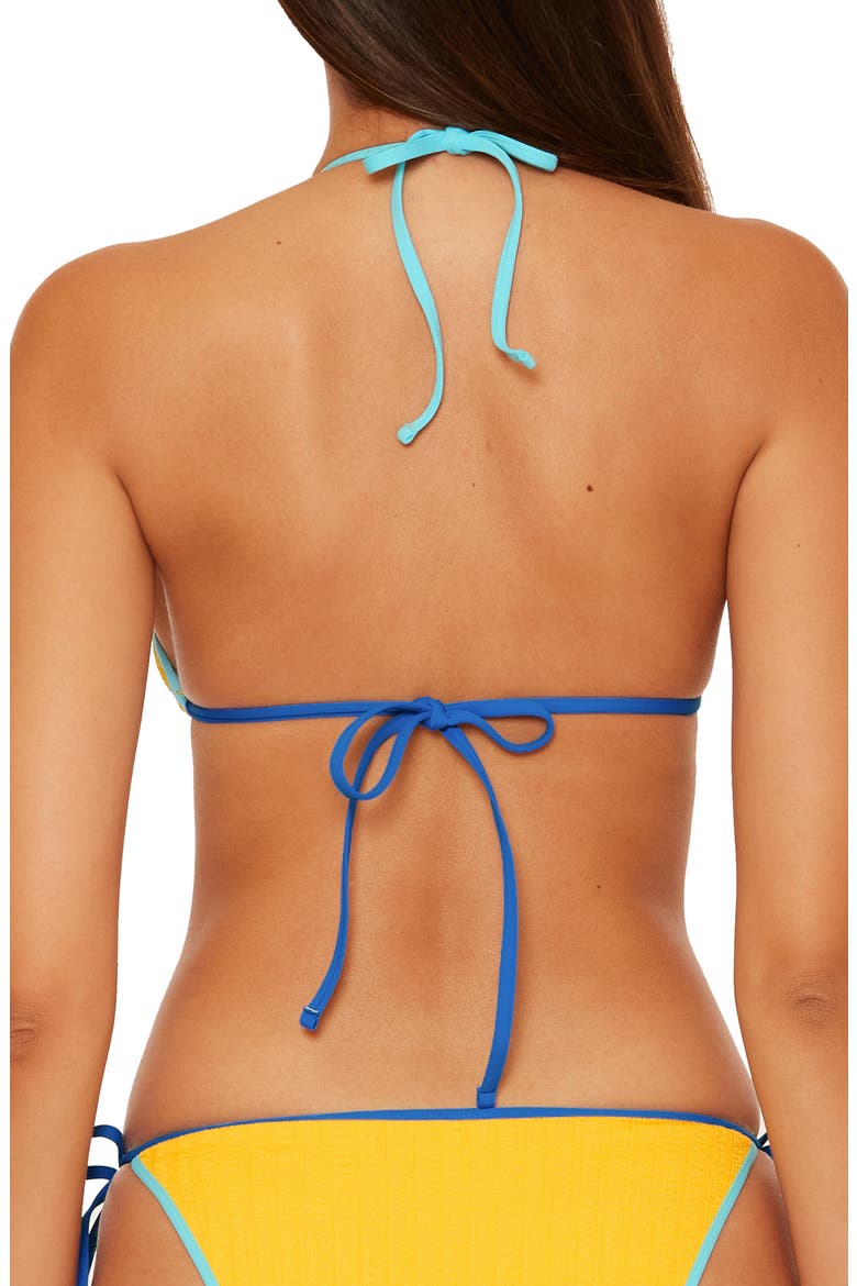 Crinkle Crush Reversible Triangle Bikini Top, Alternate, color, SUNGLOW