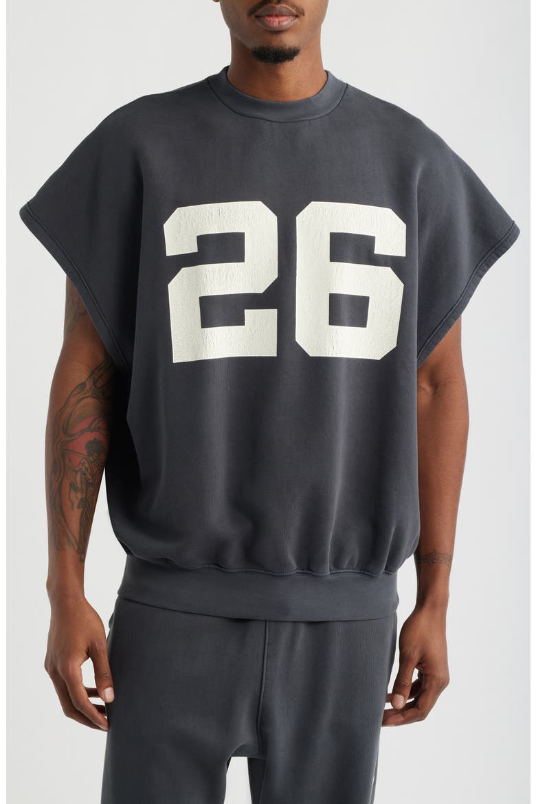 Graphic Cutoff Sweatshirt, Main, color, WASHED IRON GREY