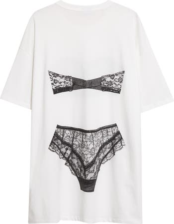 Vaquera Trompe l'Oeil Lingerie Oversize T-Shirt | Nordstrom