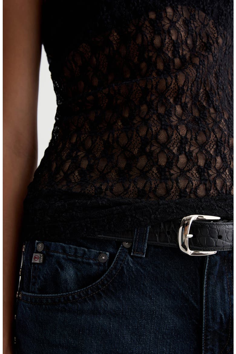 Faey Mock Neck Lace Tank, Alternate, color, SUPER BLACK