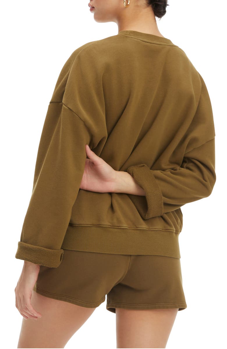 Good American Drop Shoulder Sweatshirt, Alternate, color, Moss002