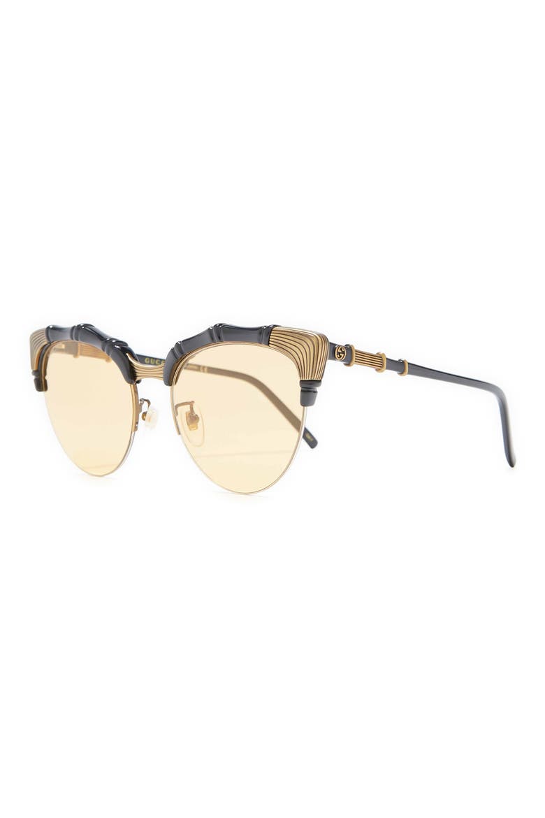 56mm Cat Eye Sunglasses, Alternate, color, BLACK BLACK YELLOW/ YLW