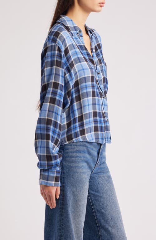 Rails Malin Windowpane Plaid Snap-up Shirt In Blue