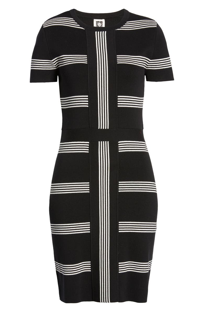 Anne Klein Stripe Cotton Blend Rib Dress, Alternate, color, 