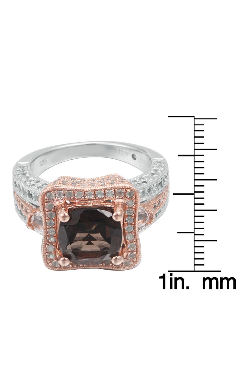 SUZY LEVIAN Two-Tone Smoky Quartz & White Topaz Halo Ring, Alternate, color, Brown