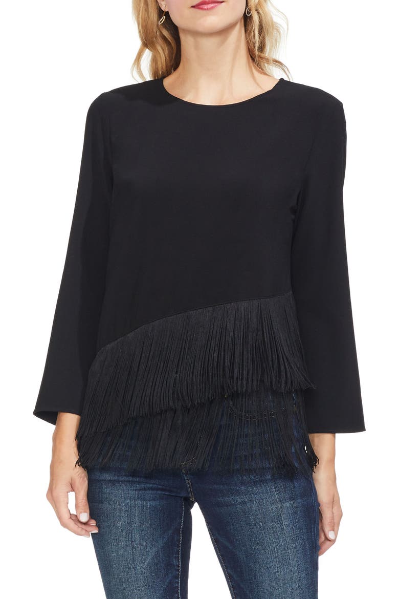 Tiered Fringe Top, Main, color, RICH BLACK