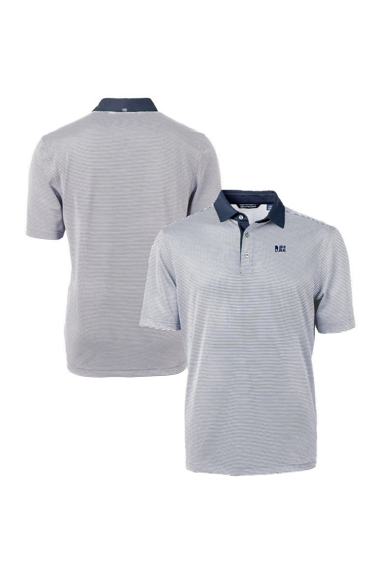 Men's Cutter & Buck  Navy/White Jackson State Tigers Big & Tall Virtue Eco Pique Micro Stripe Recycled Polo, Main, color, Navy