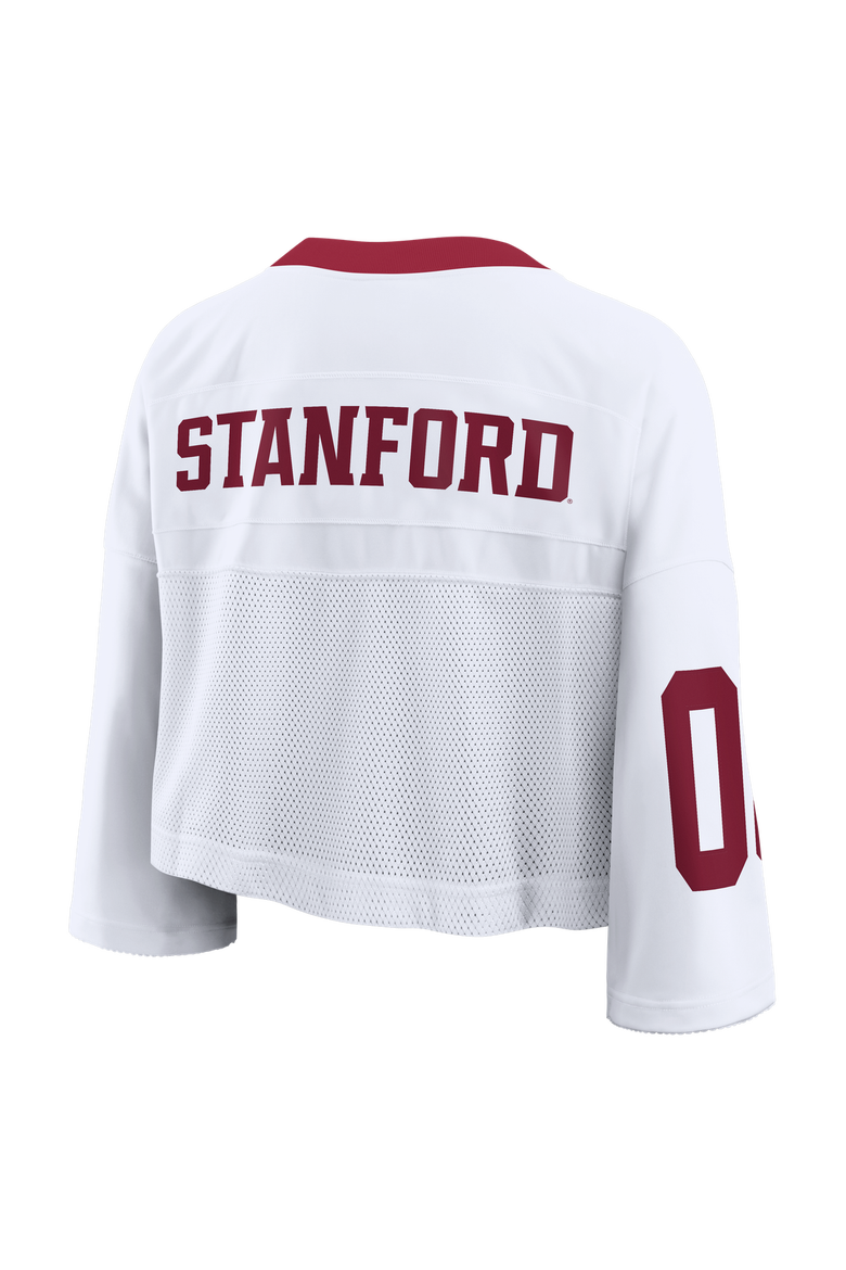 Women's Nike White Stanford Cardinal Oversized Logo Cropped Fashion Jersey, Alternate, color, White