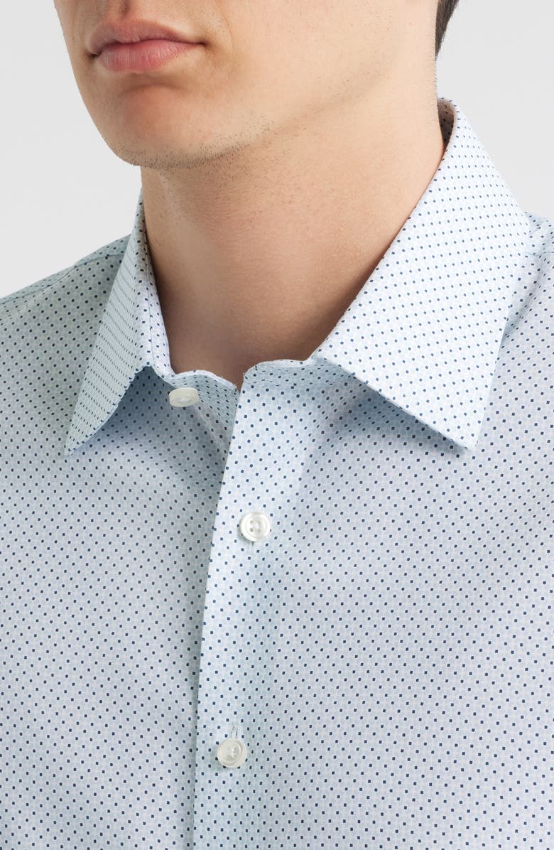 Nordstrom Trim Fit Premium Performance Dress Shirt, Alternate, color, Blue Petal Geo