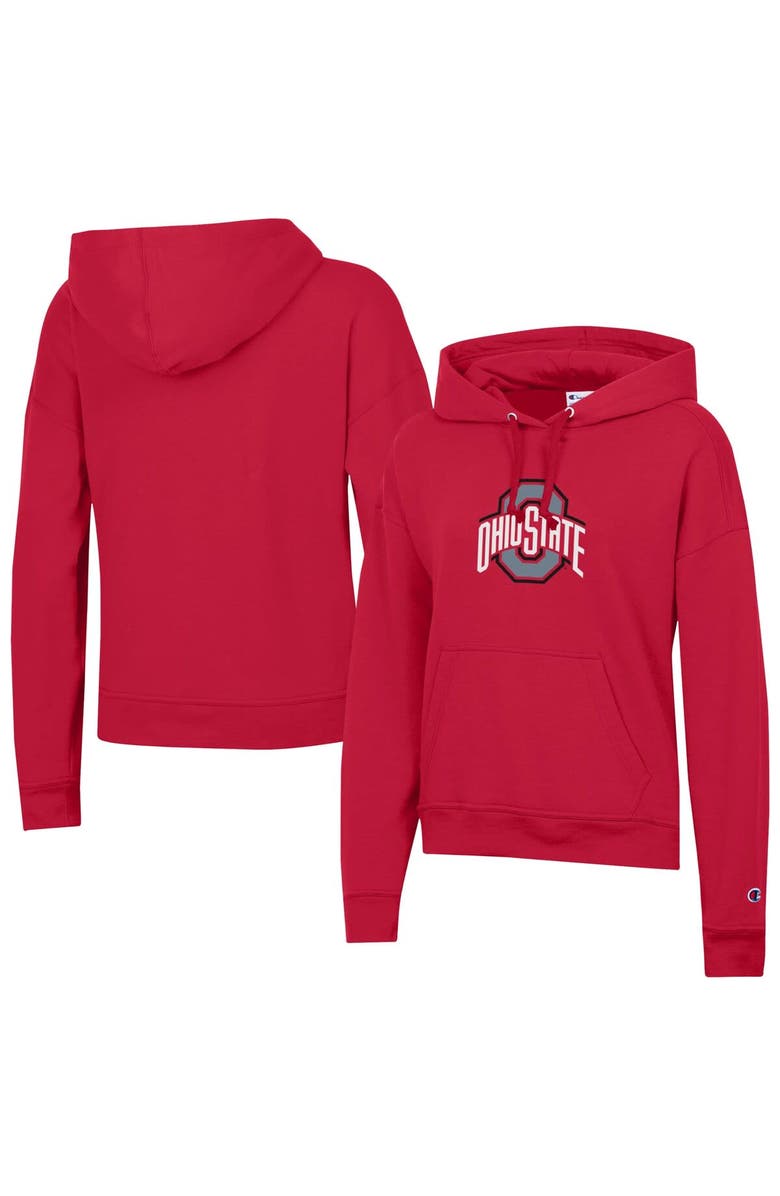 Champion Women's Champion Scarlet Ohio State Buckeyes Powerblend Fleece Pullover Hoodie, Main, color, Scarlet