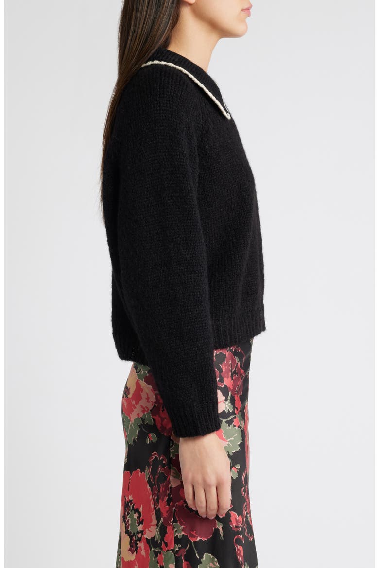 Blanket Stitch Alpaca Blend Sweater, Alternate, color, BLACK W/ SOFT WHITE