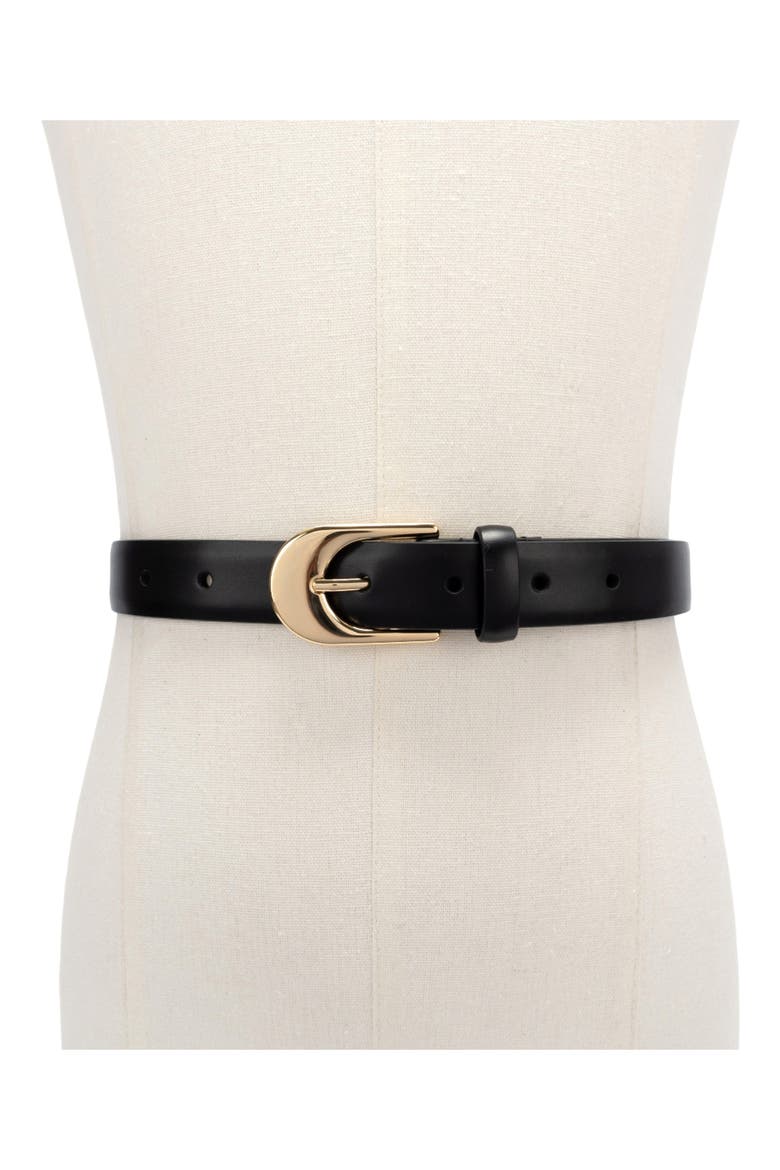 25mm Leather Slide Buckle Belt, Alternate, color, BLACK