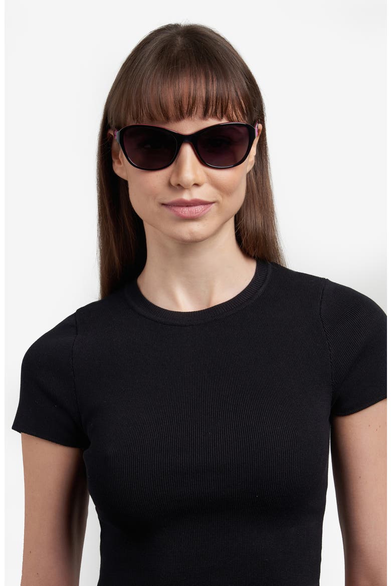 gold 56mm gradient rectangular sunglasses, Alternate, color, BLACK
