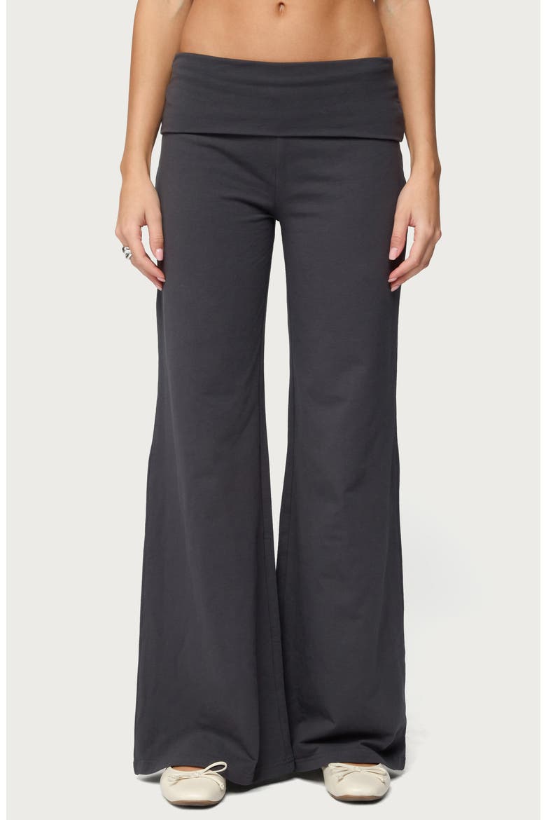 Wide Leg Foldover Pants, Main, color, DARK-GRAY