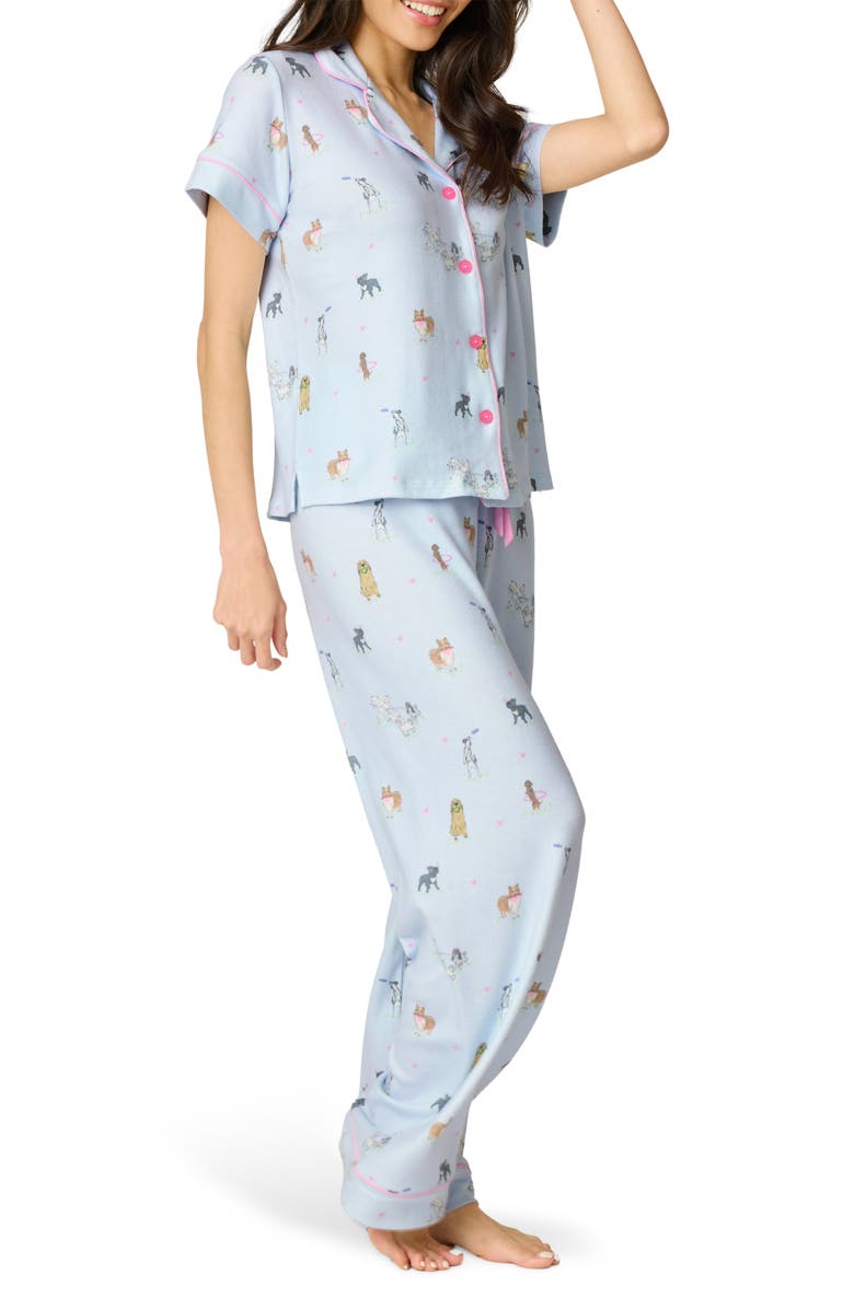 PJ Salvage Bark Park Jersey Pajamas, Alternate, color, Blue Ice