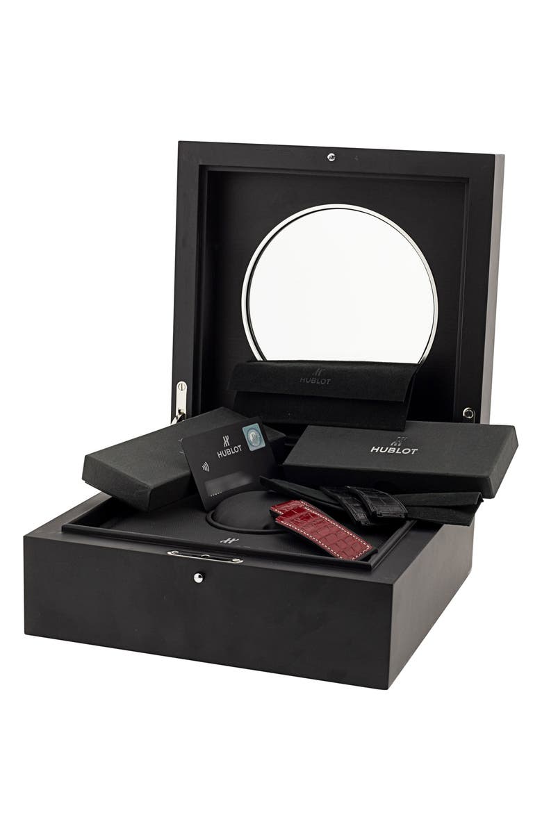 Watchfinder & Co. Hublot Preowned 2013 Classic Fusion Skeleton Rubber Strap Watch, 45mm, Alternate, color, 