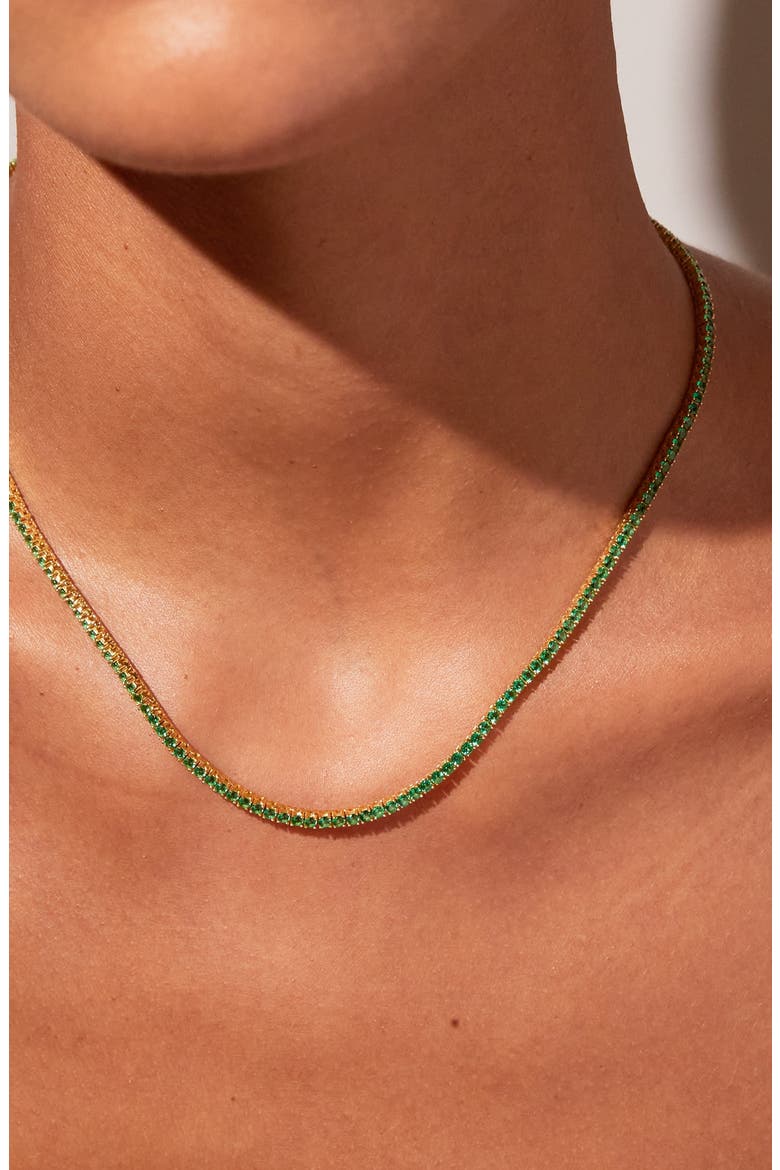 Lab Grown Green Emerald Tennis Necklace, Alternate, color, Green Emerald