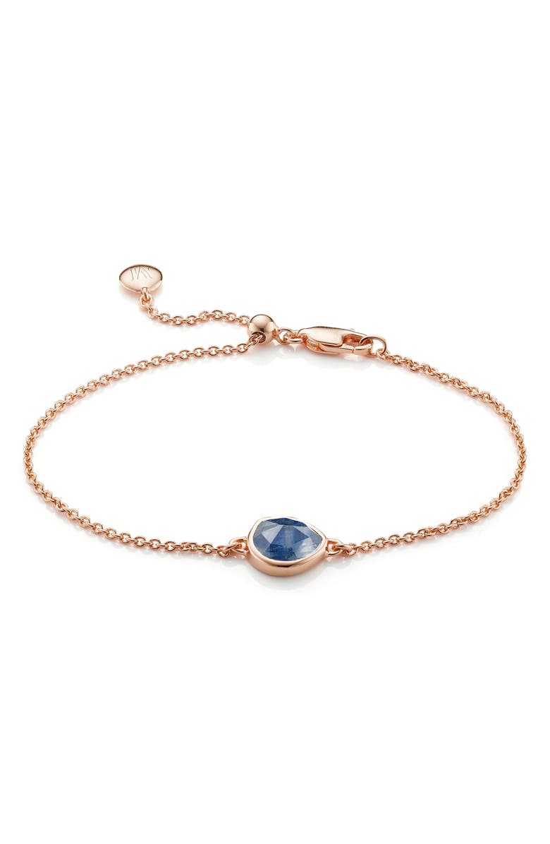 Monica Vinader Mini Siren Fine Chain Bracelet, Main, color, Rose Gold/ Kyantie