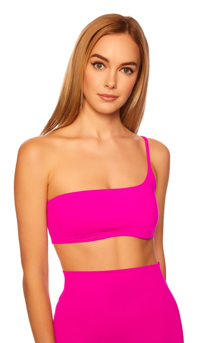 Susana Monaco One-Shoulder Crop Top, Alternate, color, Magenta