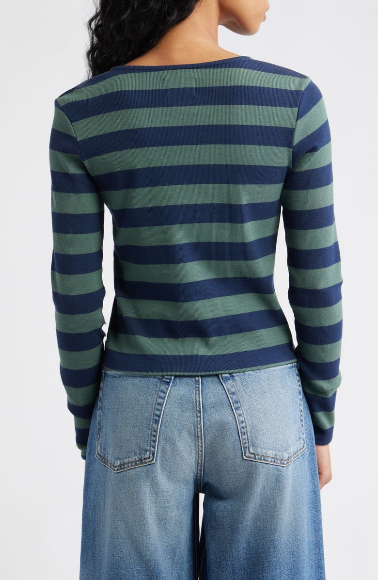 Damson Madder Sybil Stripe Cardigan, Alternate, color, Green
