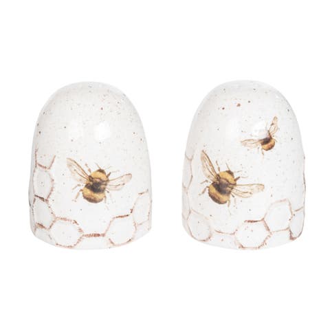 Dolomite Bee Salt and Pepper Shaker Set of 2 Ceramic Shakers for Kitchen Dining Table Decor