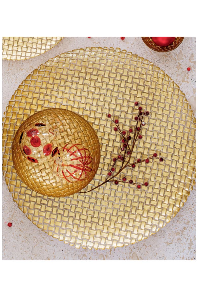 Rufolo Glass Basketweave Large Round Platter, Alternate, color, GOLD