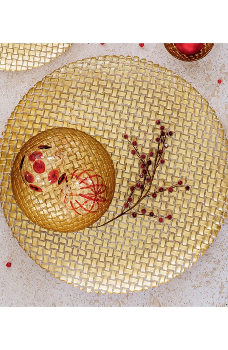 VIETRI Rufolo Glass Basketweave Large Round Platter, Alternate, color, Gold