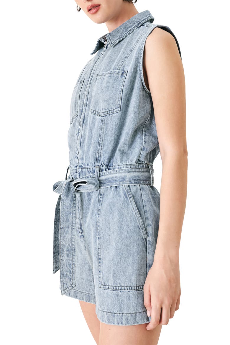 Zip Denim Romper, Alternate, color, LIGHT DENIM