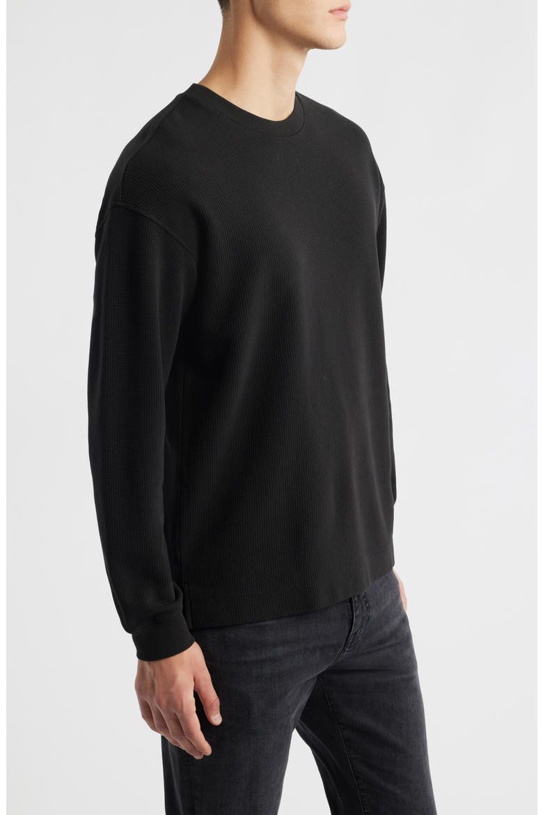 Long Sleeve Waffle Stitch T-Shirt, Alternate, color, BLACK