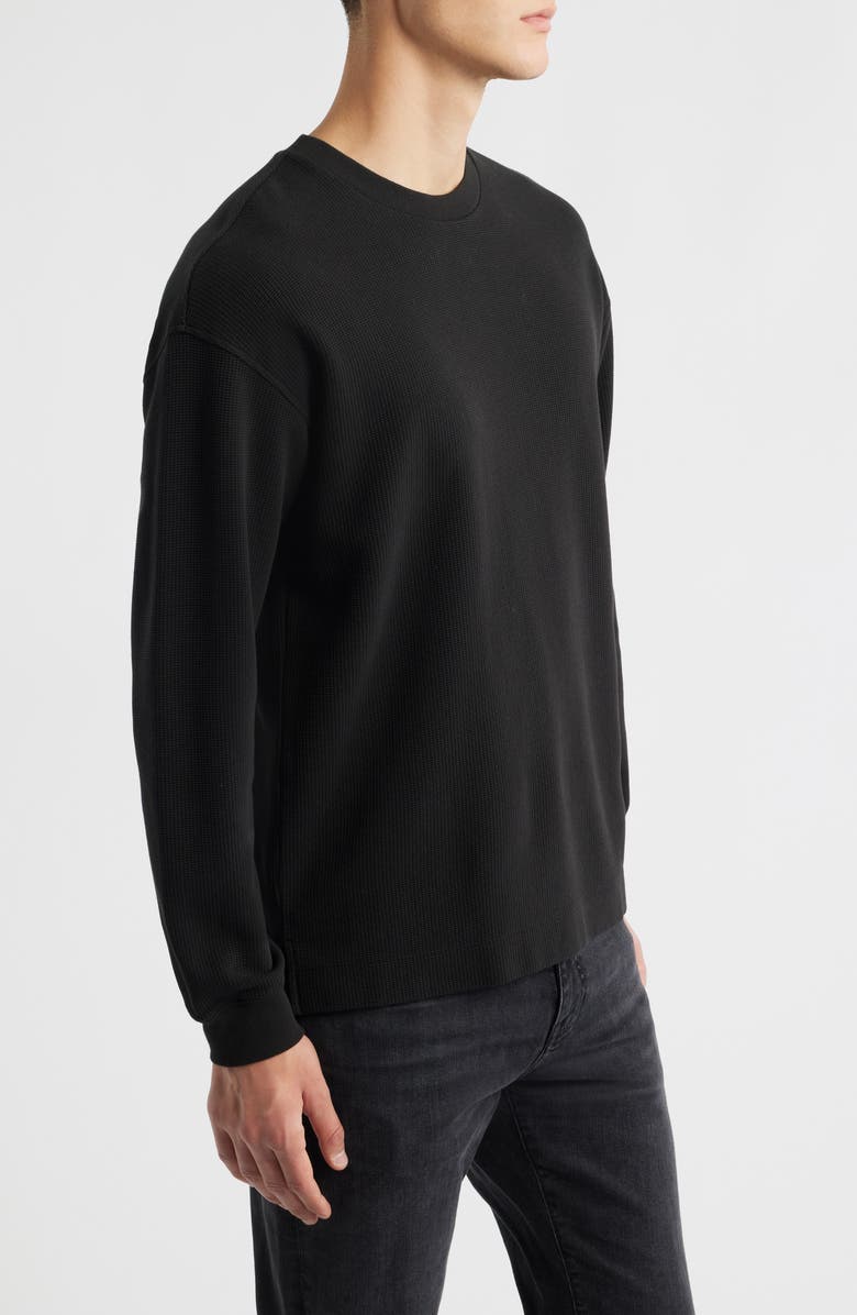 FRAME Long Sleeve Waffle Stitch T-Shirt, Alternate, color, Black