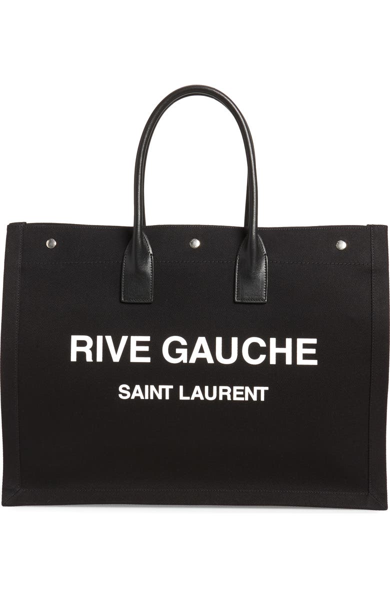 Saint Laurent Noe Rive Gauche Logo Canvas Tote, Main, color,