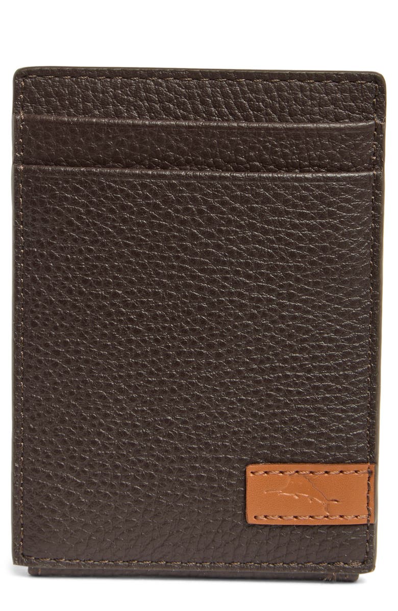Tommy Bahama Como Pebbled Leather Slim Card Case, Main, color, Brown/ Tan