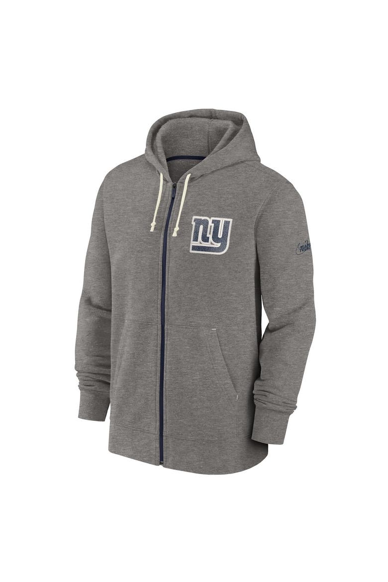 Men's Nike Heather Charcoal New York Giants Historic Lifestyle Full-Zip Hoodie, Alternate, color, Heather Charcoal