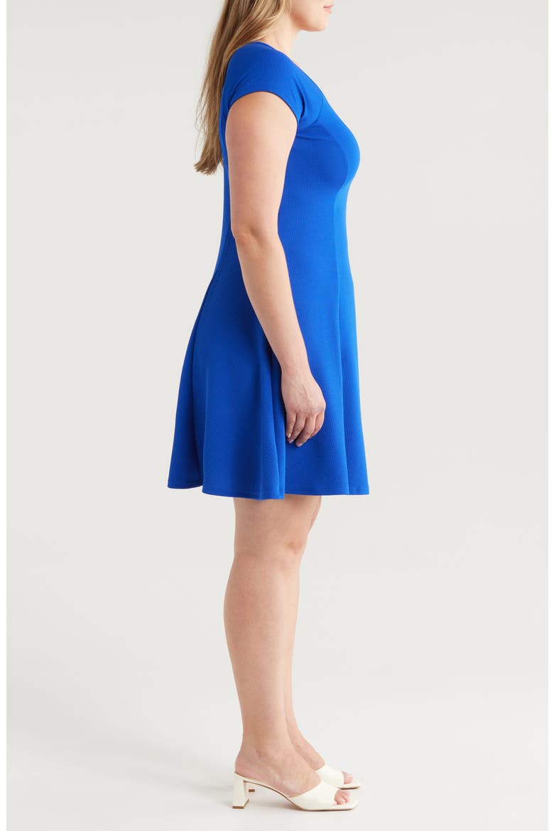 Keyhole Cutout Fit & Flare Dress, Alternate, color, BLUE