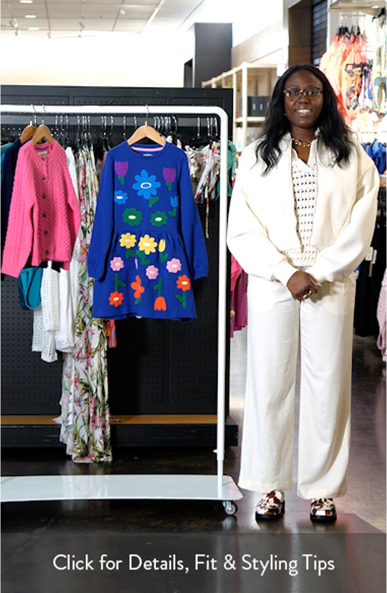 Kids' Floral Appliqué Long Sleeve Cotton Sweatshirt Dress, sales video thumbnail