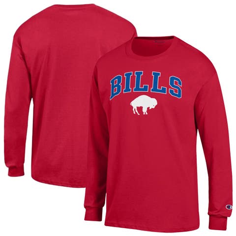 Men's Champion Red Buffalo Bills Arch Over Logo Long Sleeve T-Shirt