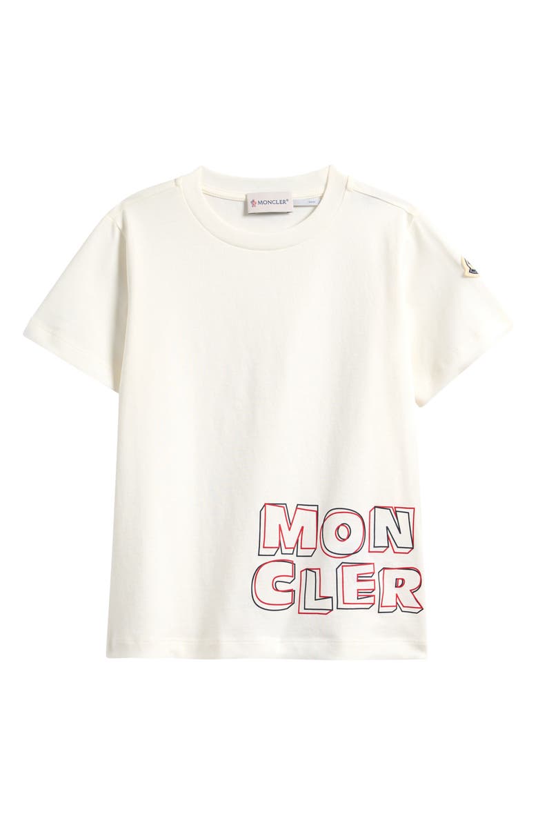 Moncler Kids
 Logo Patch Graphic T-Shirt, Main, color, White