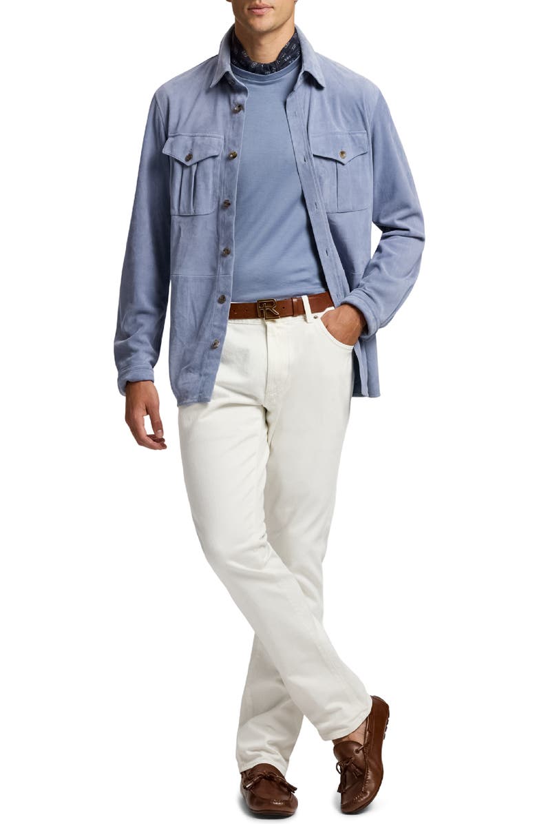 Ralph Lauren Purple Label Barron Lux Suede Shirt Jacket, Alternate, color, Soft Blue