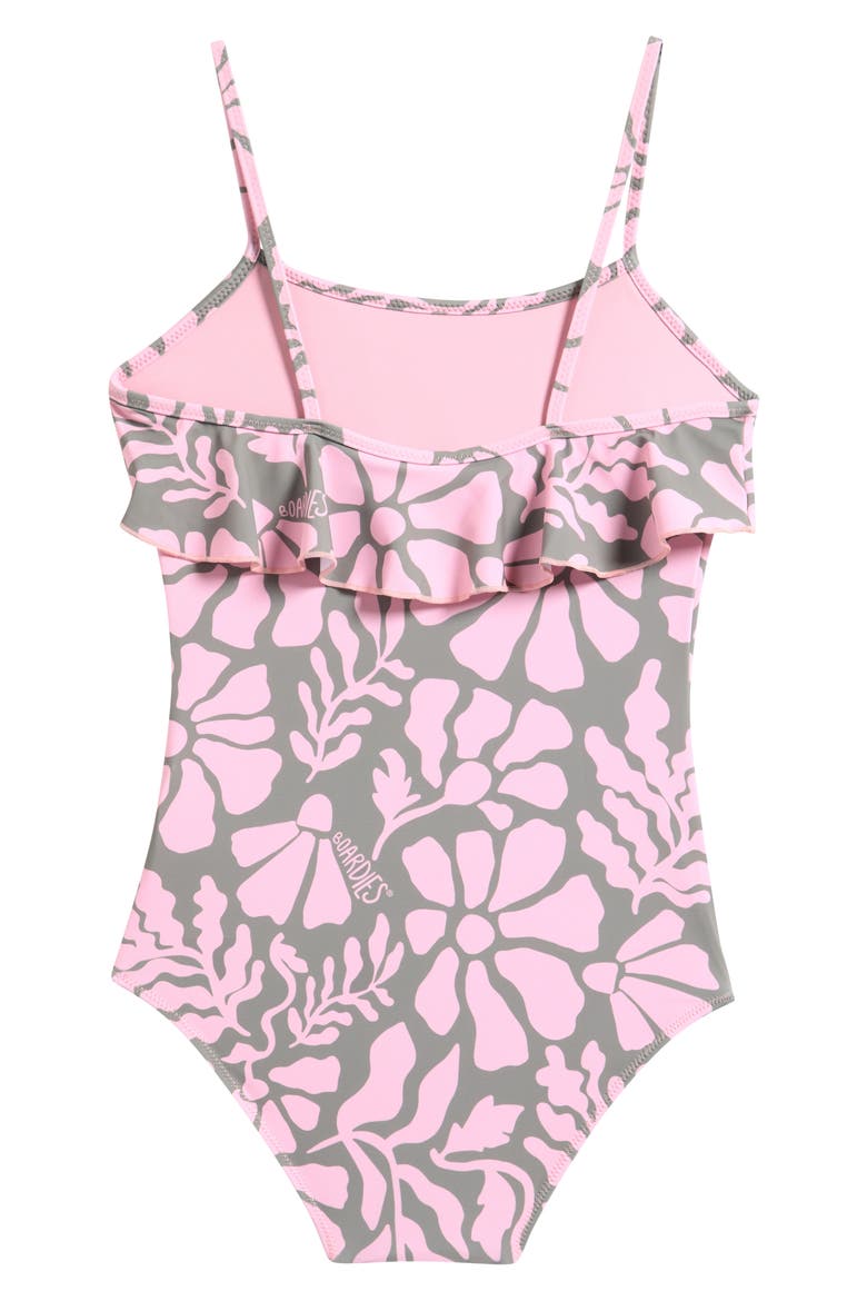 Kids' Ruffle One-Piece Swimsuit, Alternate, color, OLIVE/ PINK
