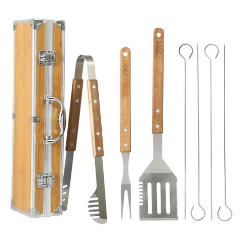 Barbecue Pro 8 Piece Stainless Steel Barbecue Tool Set with Carry Box