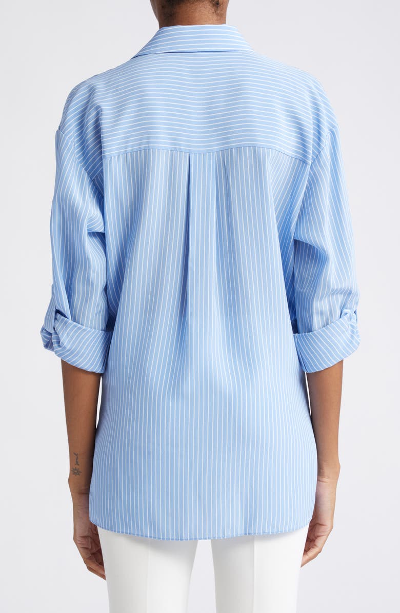 Michael Kors Collection Stripe Tie Front Silk Crêpe de Chine Shirt, Alternate, color, 