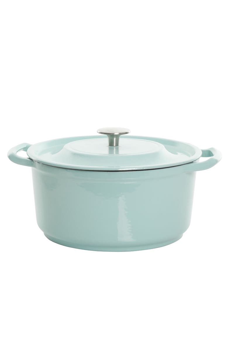 Kenmore Elite Oak Park 3 Quart Enameled Cast Iron Casserole with Lid and Glass Steamer, Main, color, Blue