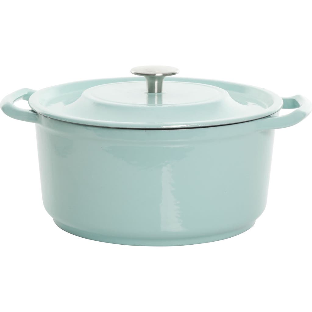 Kenmore Elite Oak Park 3 Quart Enameled Cast Iron Casserole With Lid And Glass Steamer In Blue