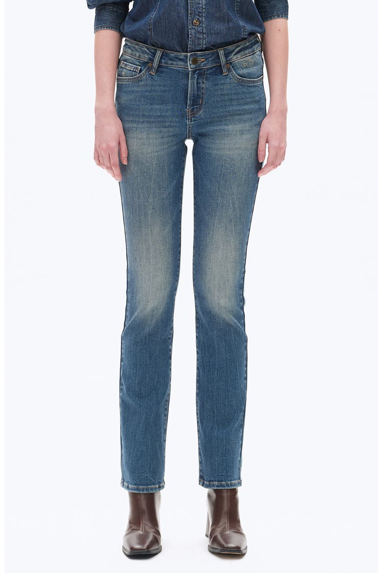 Low Rise Slim Straight Leg Jeans, Main, color, MEDIUM BLUE