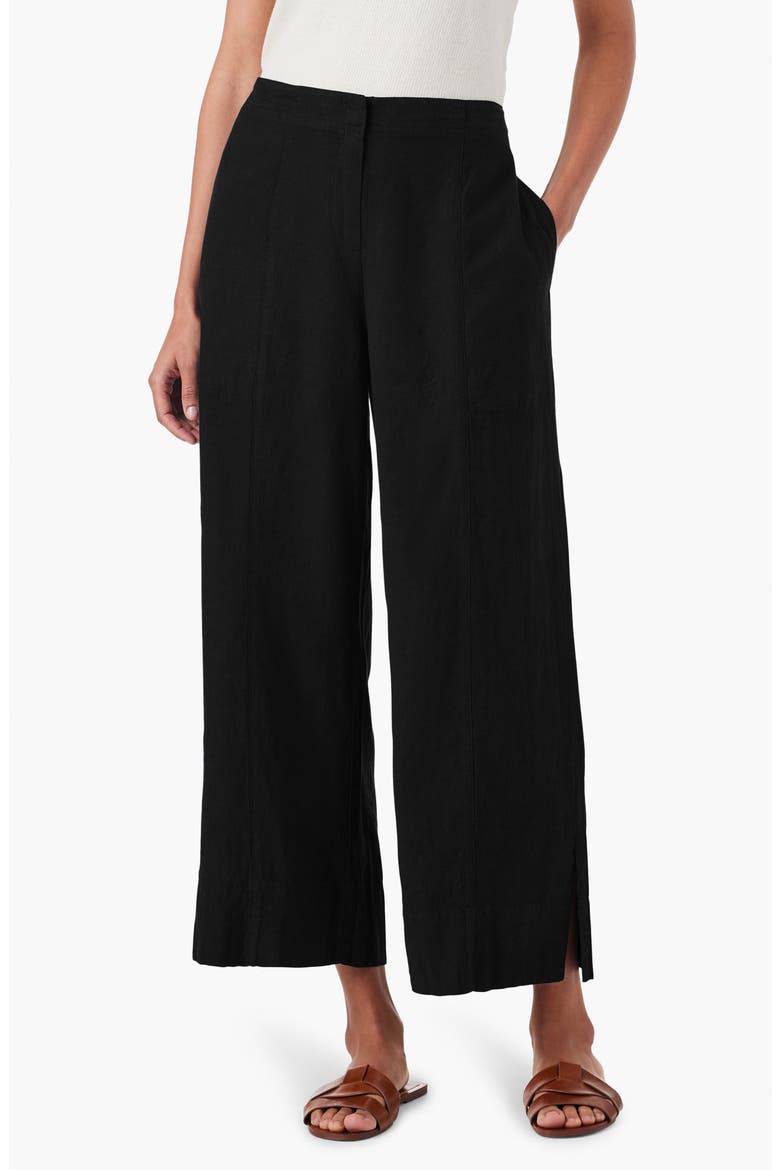 Rumba Park Wide Leg Crop Organic Linen Blend Pants, Main, color, BLACK ONYX