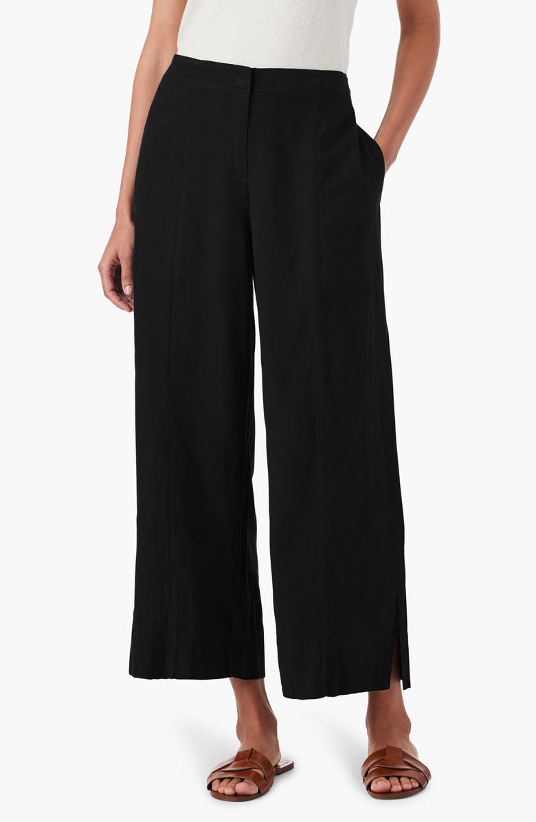 NIC+ZOE Rumba Park Wide Leg Crop Organic Linen Blend Pants, Main, color, Black Onyx