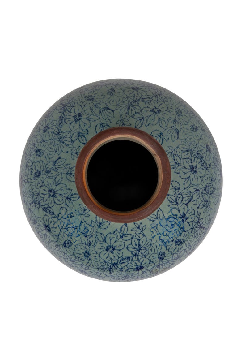 Terra-cotta Vase with Transferware Pattern, Alternate, color, Blue