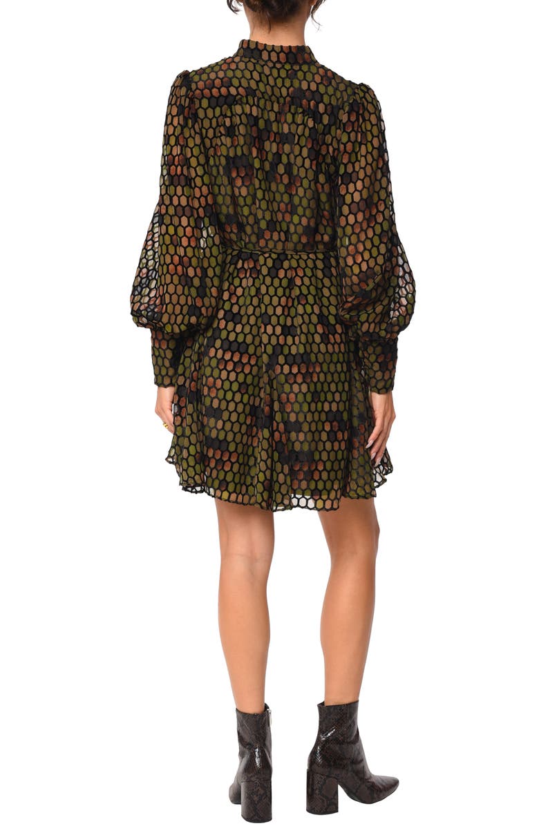 CIEBON Suxie Geo Print Long Sleeve Mini Shirtdress, Alternate, color, 